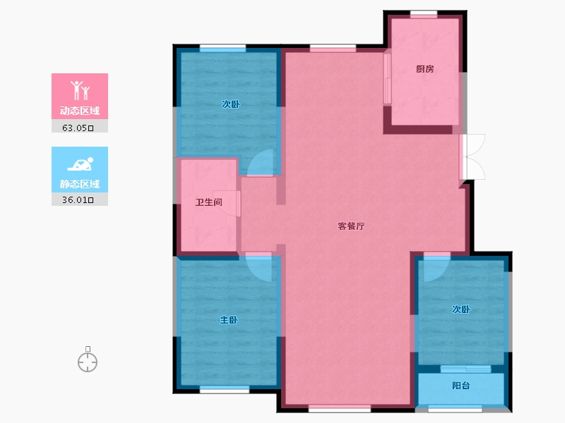 宁夏回族自治区-银川市-逸兰汐3期-95.33-户型库-动静分区