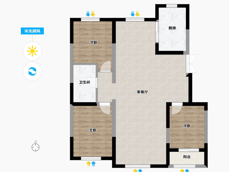 宁夏回族自治区-银川市-逸兰汐3期-95.33-户型库-采光通风