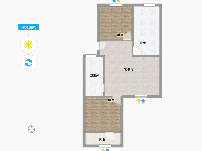 陕西省-咸阳市-秦宝小区东区-66.68-户型库-采光通风