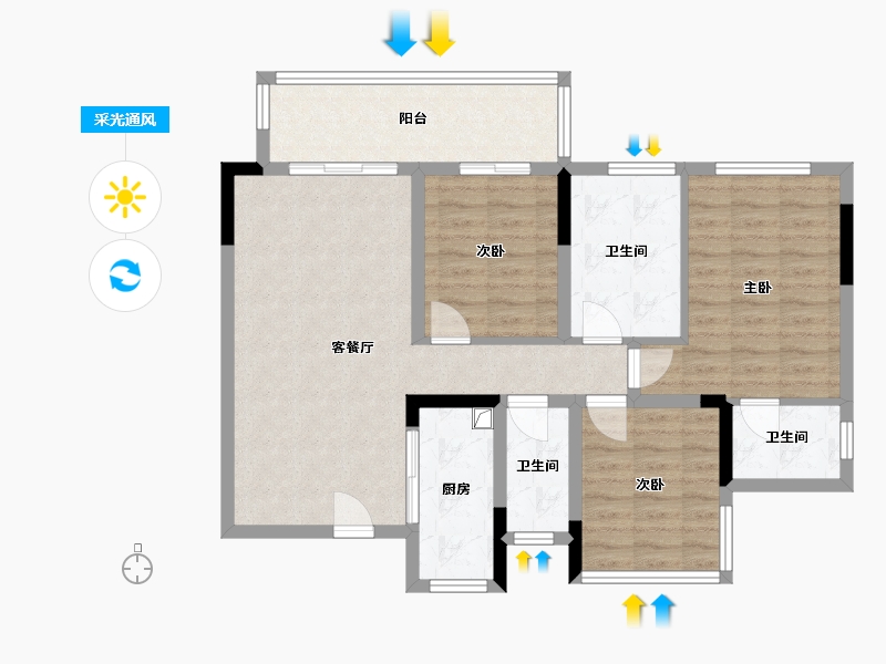 四川省-内江市-江屿墅二期-91.05-户型库-采光通风