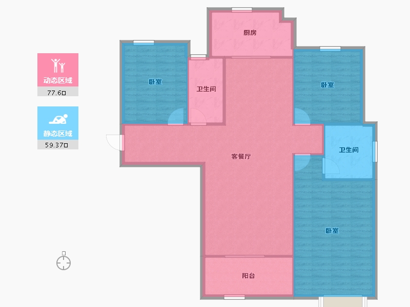 陕西省-咸阳市-金科世界城-126.68-户型库-动静分区