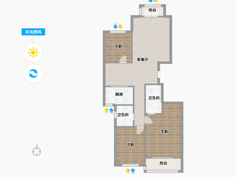 山东省-济南市-鲁能领秀城-九区-108.00-户型库-采光通风