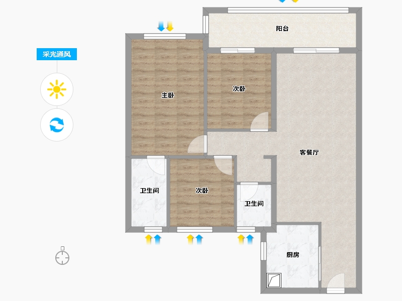 福建省-福州市-金辉中央铭著-102.00-户型库-采光通风