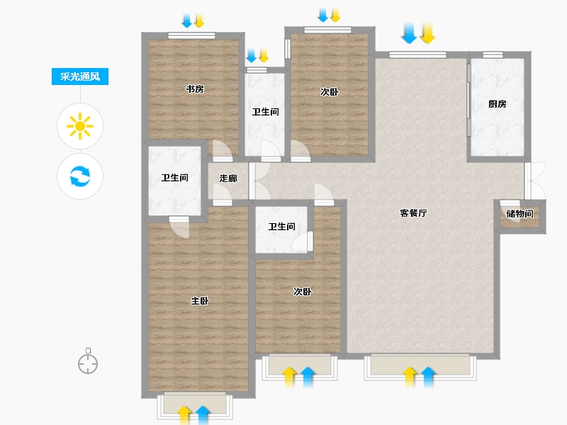 甘肃省-兰州市-中广宜景湾尚城-184.83-户型库-采光通风