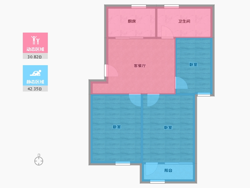 江苏省-苏州市-向阳小区-66.68-户型库-动静分区