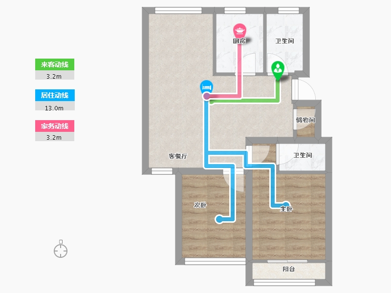 浙江省-杭州市-盛世嘉园(公寓住宅)-52.41-户型库-动静线