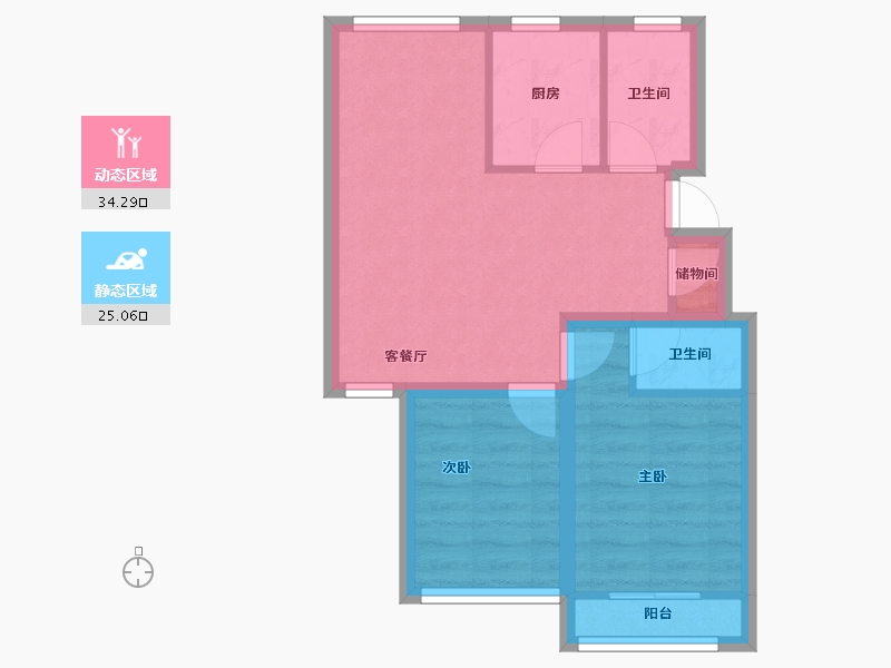 浙江省-杭州市-盛世嘉园(公寓住宅)-52.41-户型库-动静分区