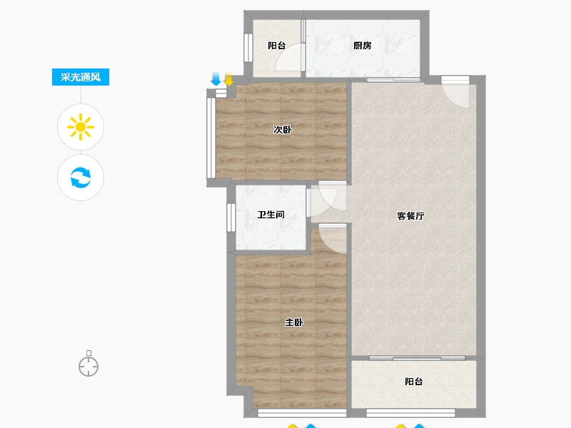 山西省-太原市-恒大名都-75.82-户型库-采光通风