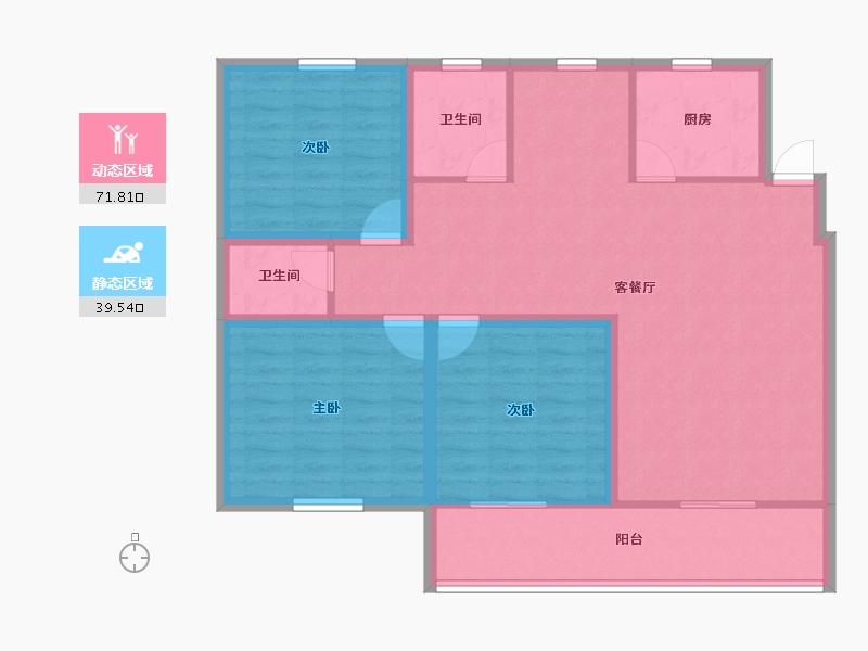 浙江省-杭州市-昆仑红苹果-100.37-户型库-动静分区