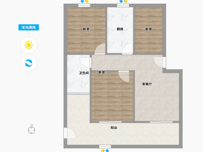 福建省-厦门市-沧一小区-72.77-户型库-采光通风