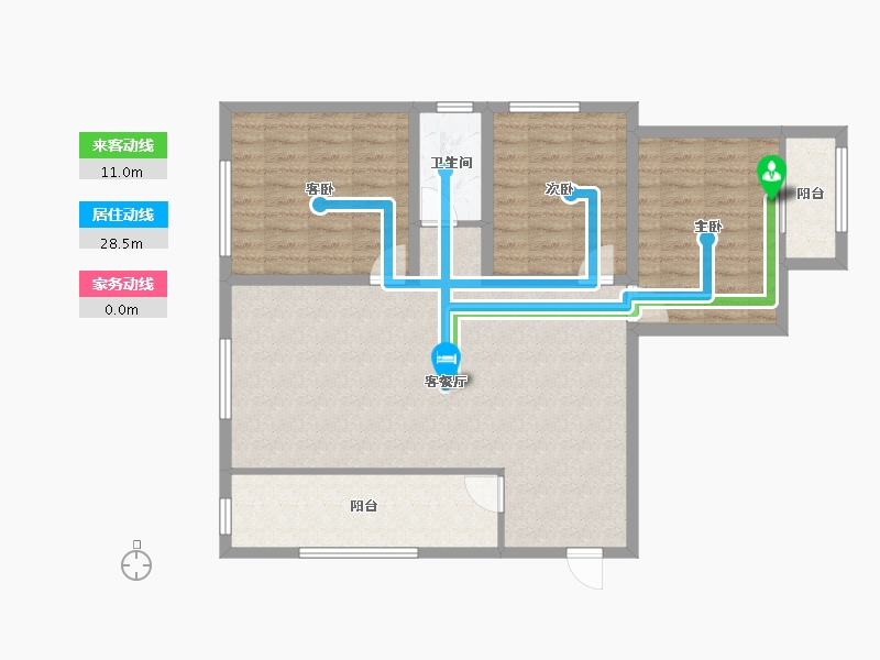 浙江省-杭州市-昆仑红苹果-95.58-户型库-动静线