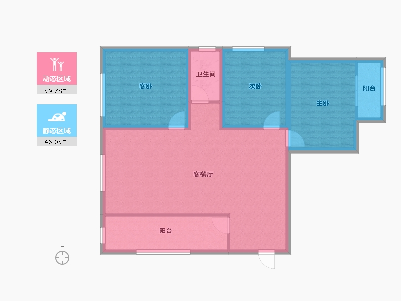 浙江省-杭州市-昆仑红苹果-95.58-户型库-动静分区