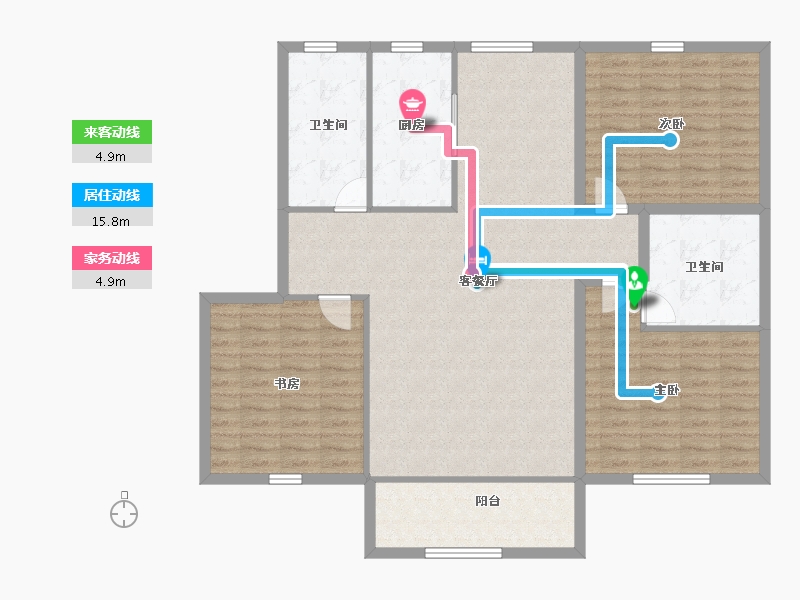 浙江省-杭州市-盛世嘉园(公寓住宅)-128.06-户型库-动静线