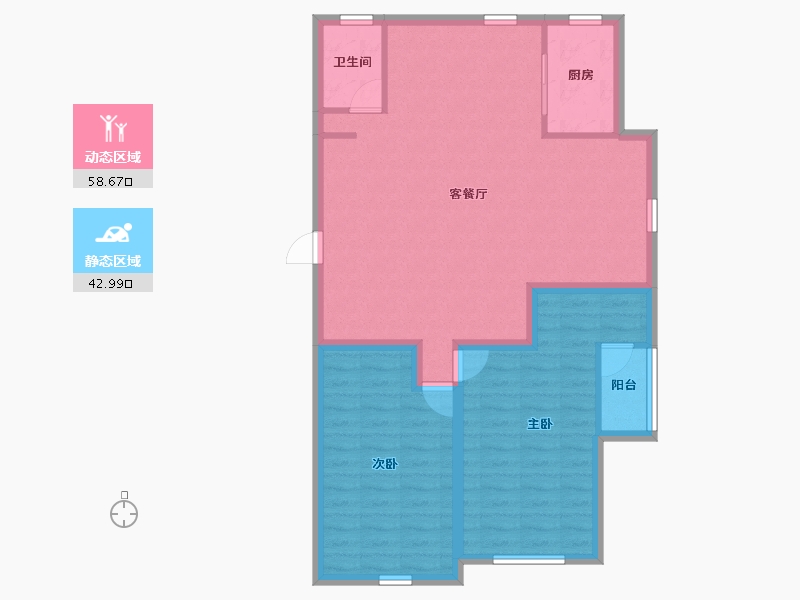 浙江省-杭州市-昆仑红苹果-92.37-户型库-动静分区