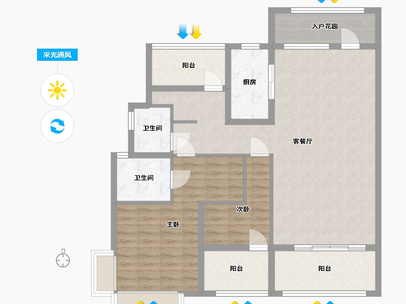 广东省-梅州市-万达华府-105.60-户型库-采光通风