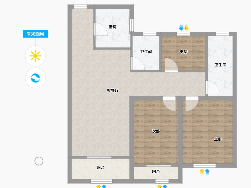 浙江省-杭州市-中国铁建江南国际城-82.63-户型库-采光通风