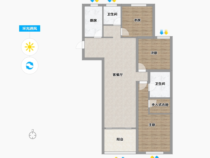 浙江省-杭州市-绿都御景蓝湾(公寓住宅)-99.40-户型库-采光通风