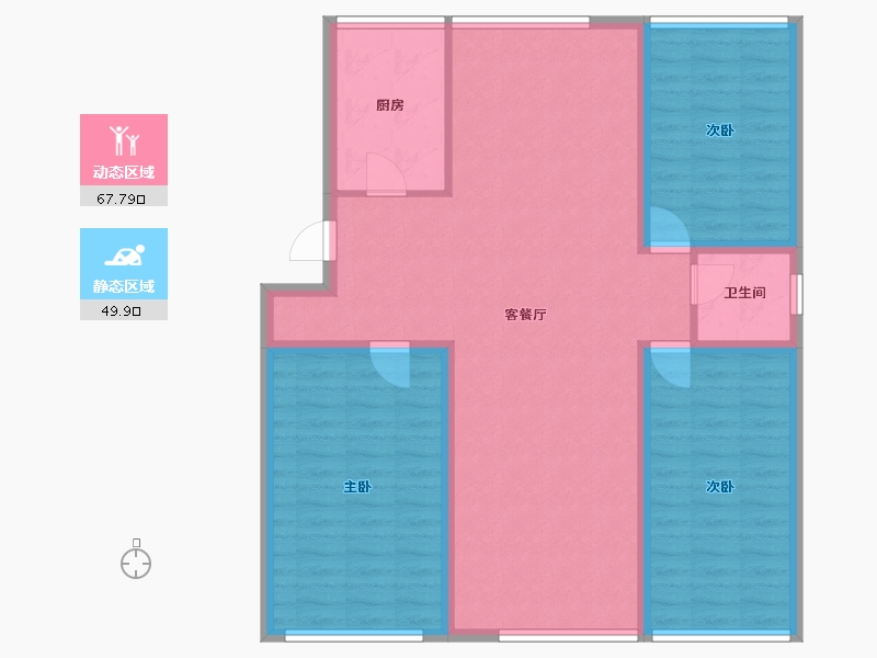 山东省-青岛市-鸿福家园-106.64-户型库-动静分区