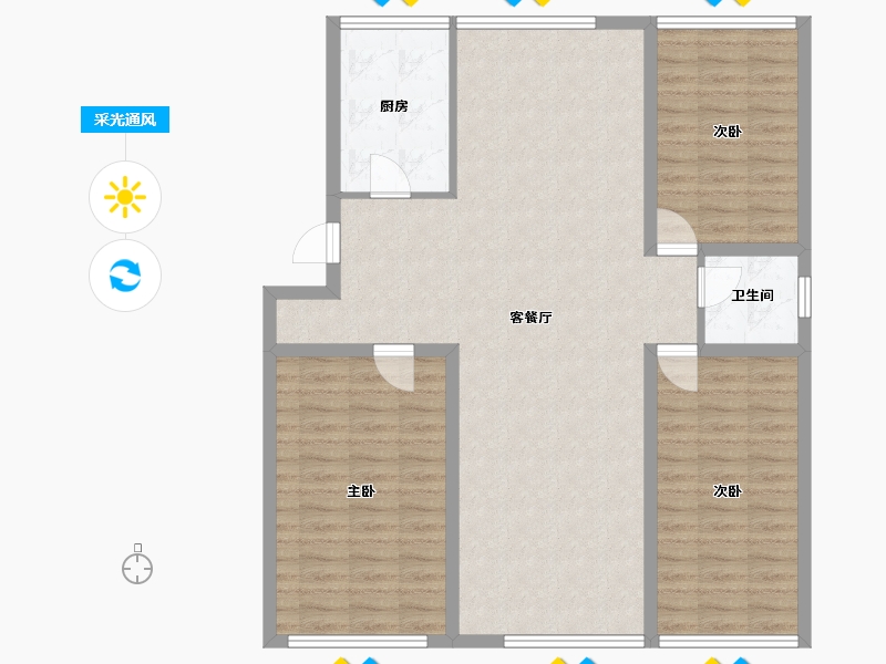 山东省-青岛市-鸿福家园-106.64-户型库-采光通风