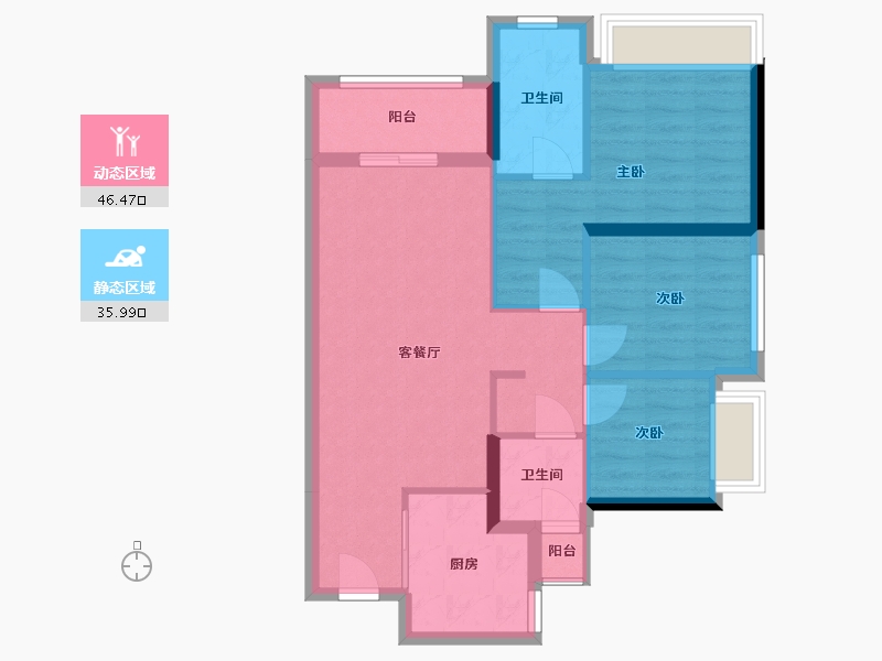 重庆-重庆市-万科金域蓝湾-80.00-户型库-动静分区