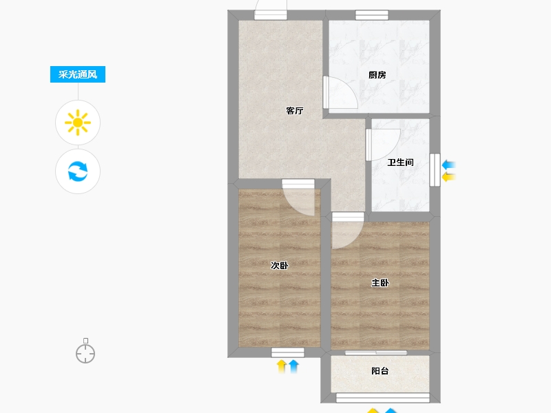 浙江省-杭州市-环西新村-37.50-户型库-采光通风