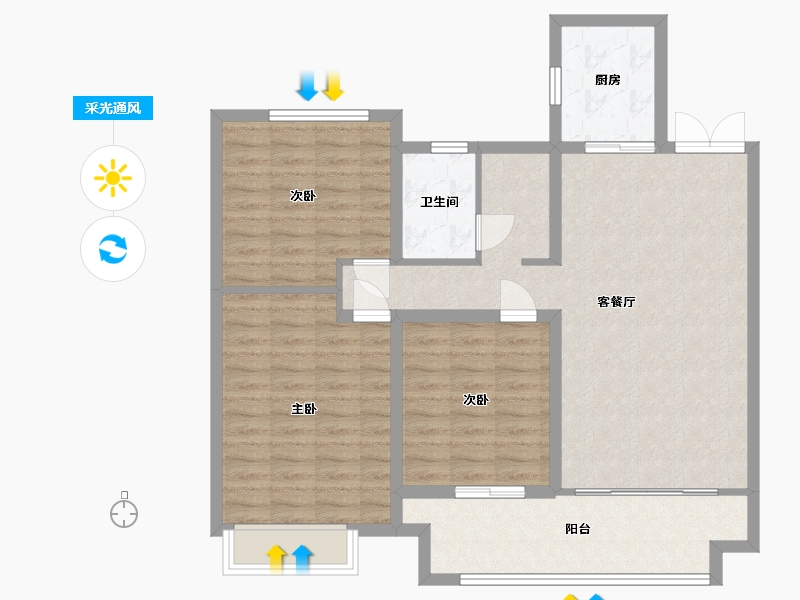 河南省-信阳市-柳岸春风-98.58-户型库-采光通风