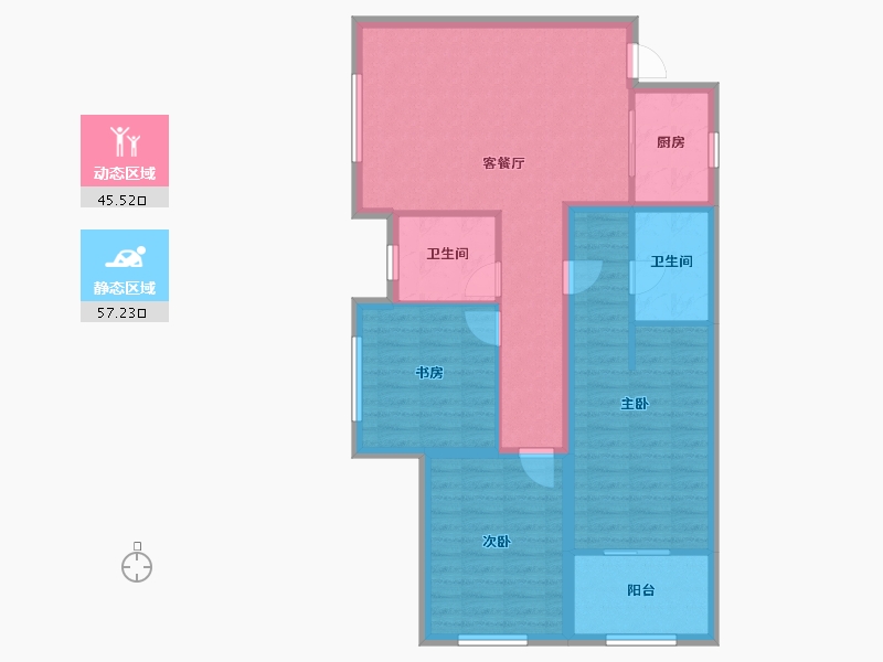 浙江省-杭州市-绿都御景蓝湾(公寓住宅)-92.26-户型库-动静分区