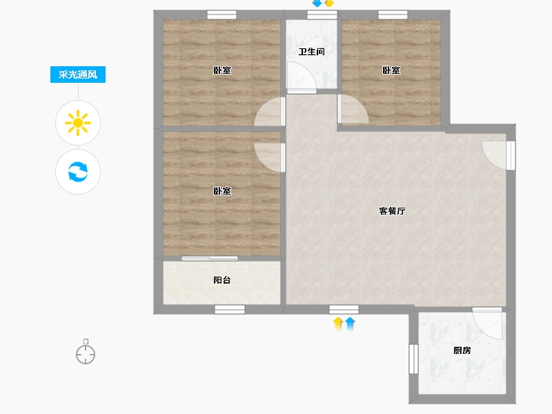 福建省-厦门市-文兴东三里-68.93-户型库-采光通风