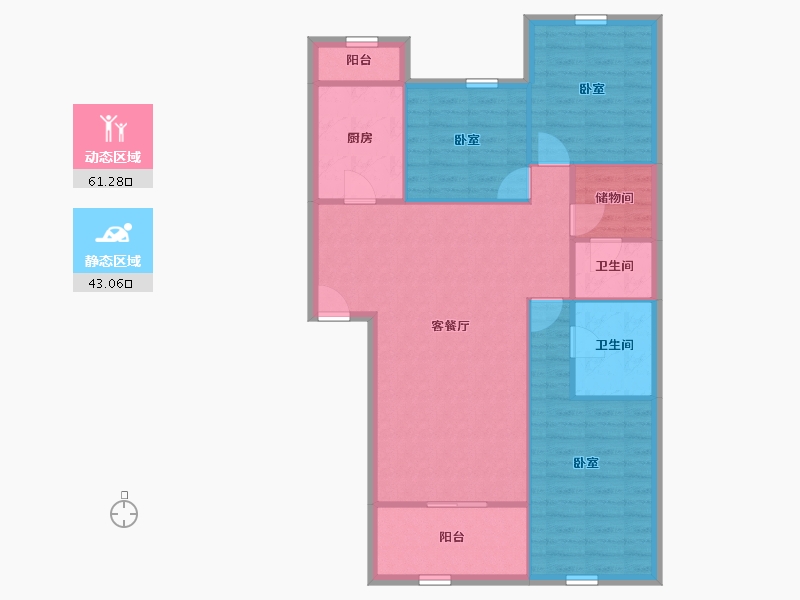 山东省-青岛市-绿岛花园-95.09-户型库-动静分区