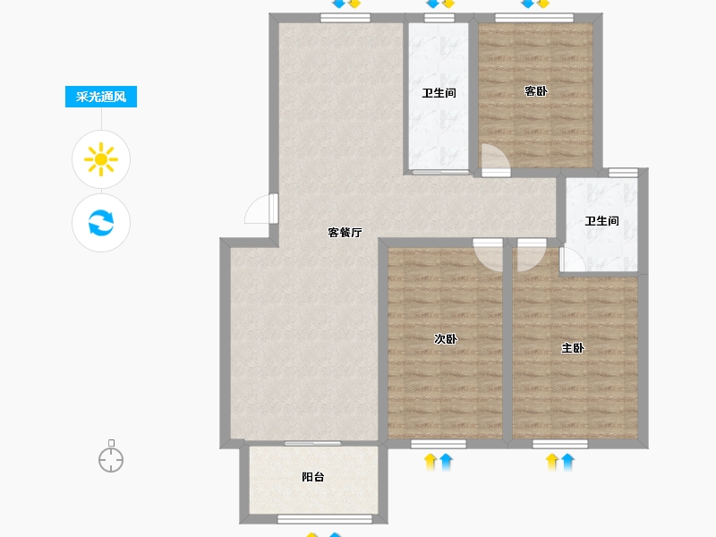 浙江省-杭州市-金域兰庭-108.51-户型库-采光通风