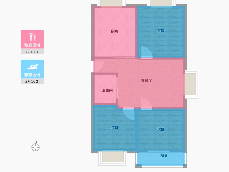 浙江省-杭州市-育才西苑-59.12-户型库-动静分区