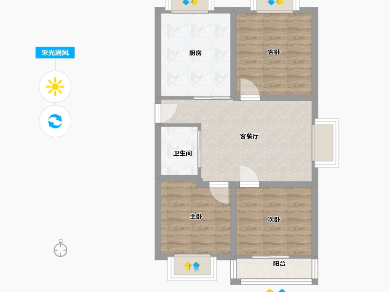 浙江省-杭州市-育才西苑-59.12-户型库-采光通风