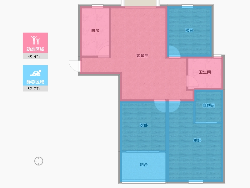 浙江省-杭州市-金域兰庭-87.98-户型库-动静分区