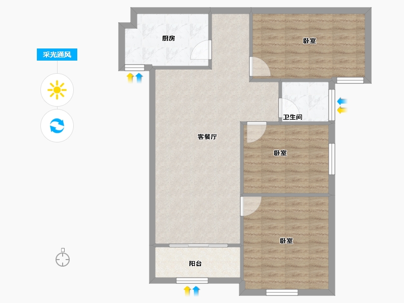 陕西省-咸阳市-金科世界城-80.48-户型库-采光通风