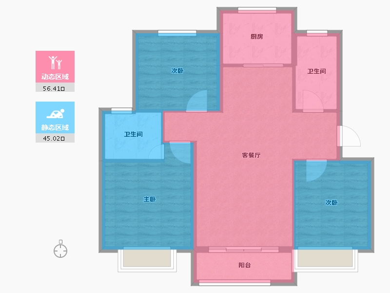 辽宁省-阜新市-日月明园-92.00-户型库-动静分区