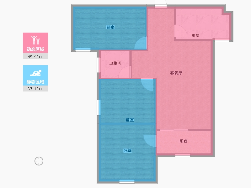 陕西省-咸阳市-金科世界城-75.68-户型库-动静分区