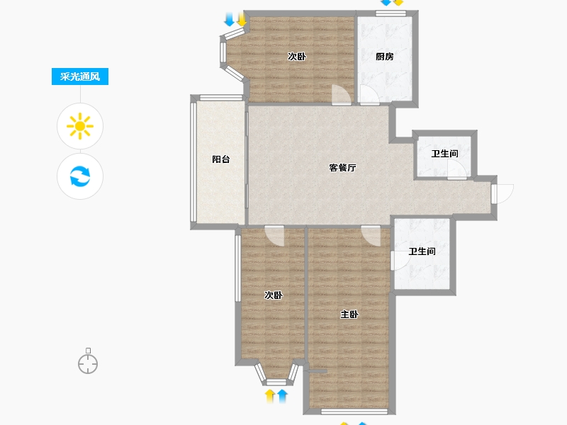 天津-天津市-贵都大厦-119.82-户型库-采光通风