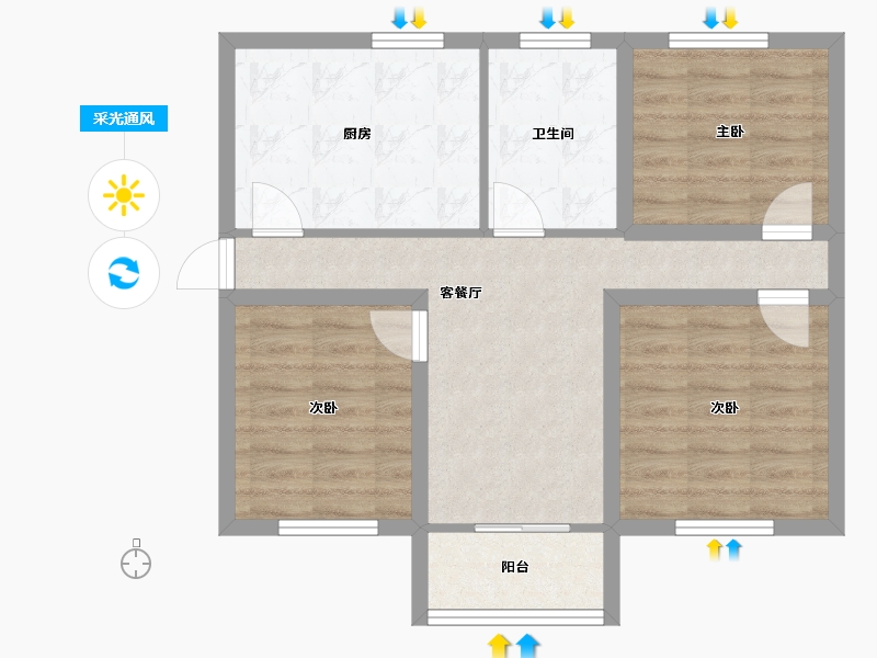 浙江省-杭州市-育才西苑-67.15-户型库-采光通风