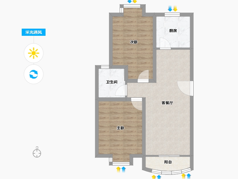 安徽省-合肥市-临滨苑-61.29-户型库-采光通风