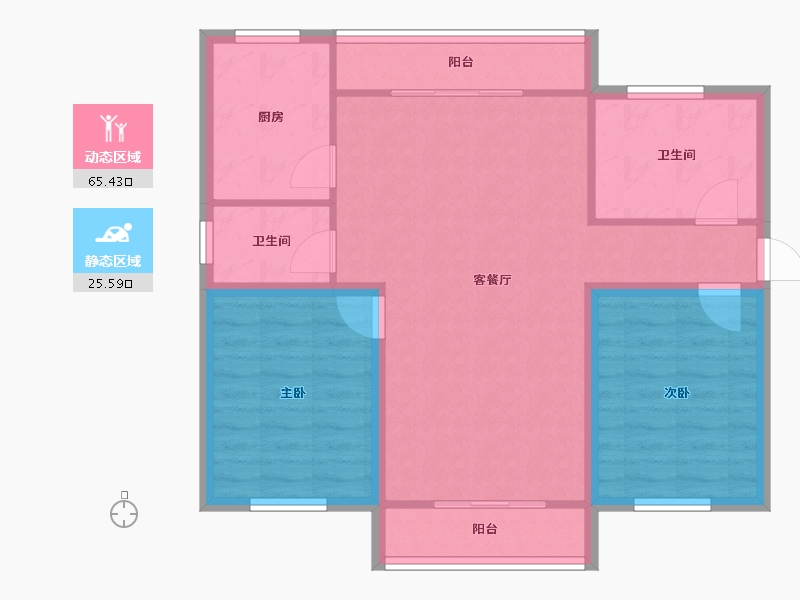 浙江省-杭州市-育才西苑-81.88-户型库-动静分区