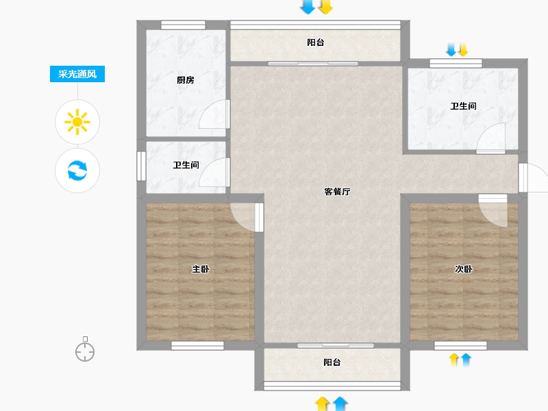 浙江省-杭州市-育才西苑-81.88-户型库-采光通风