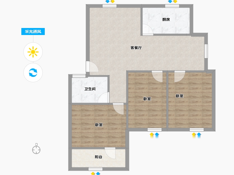 福建省-厦门市-沧一小区-84.77-户型库-采光通风