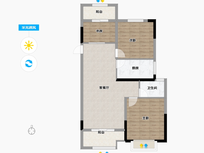 辽宁省-阜新市-日月明园-86.00-户型库-采光通风