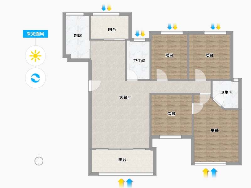 湖南省-常德市-华电新城-108.00-户型库-采光通风