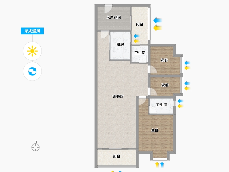 四川省-成都市-温哥华南苑-106.07-户型库-采光通风