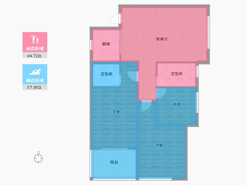 浙江省-杭州市-绿都御景蓝湾(公寓住宅)-92.43-户型库-动静分区