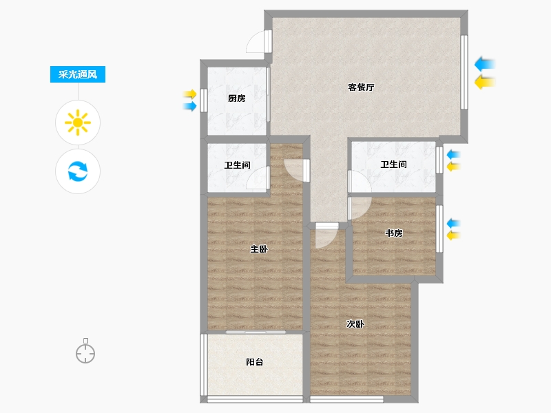 浙江省-杭州市-绿都御景蓝湾(公寓住宅)-92.43-户型库-采光通风