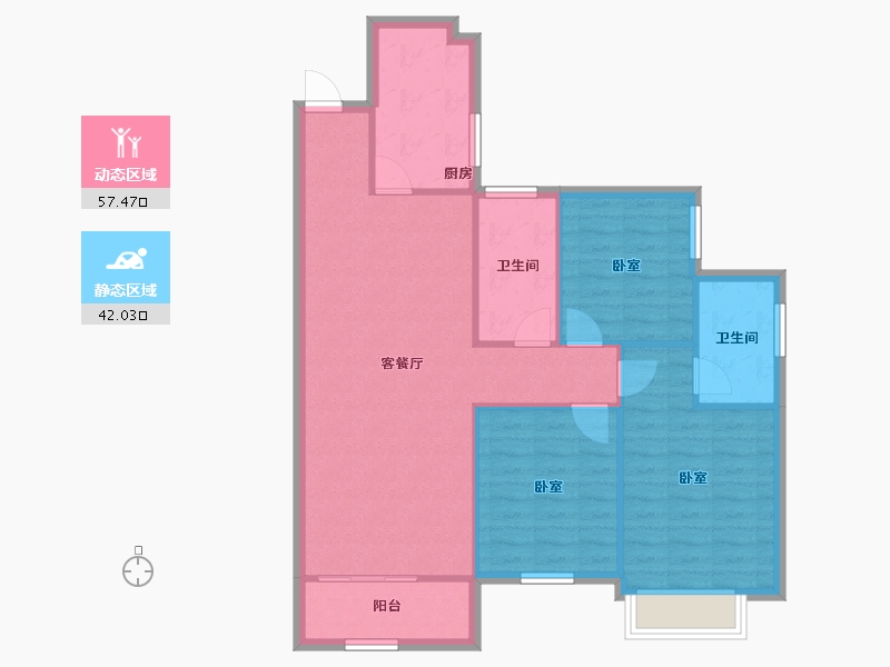 陕西省-咸阳市-金科世界城-90.77-户型库-动静分区