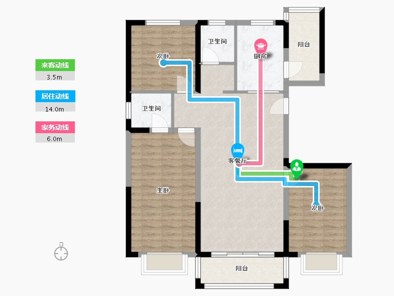 陕西省-宝鸡市-金色米兰-104.00-户型库-动静线