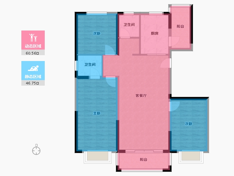 陕西省-宝鸡市-金色米兰-104.00-户型库-动静分区